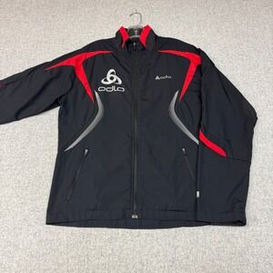 Odlo | Windproof Full Zip Cycling Jacket | Large | Black Red | Logic Performance